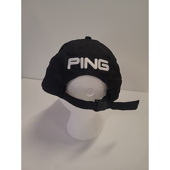 Ping Golf Hat Cap Polyester Black Embroidered Logo Adjustable Strap Lightweight - Picture 4 of 11